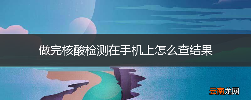 做完核酸检测在手机上怎么查结果