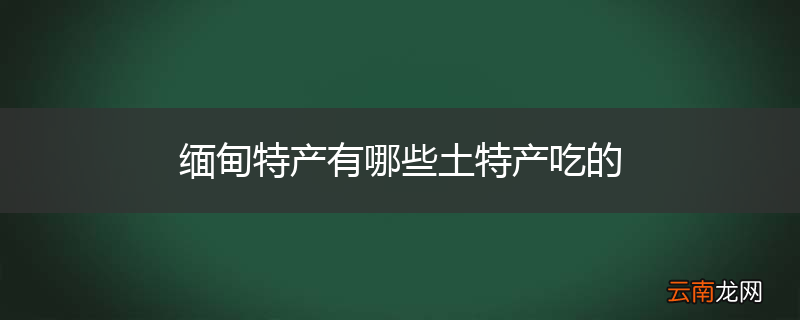 缅甸特产有哪些土特产吃的