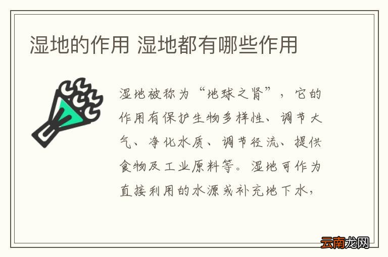 湿地的作用 湿地都有哪些作用