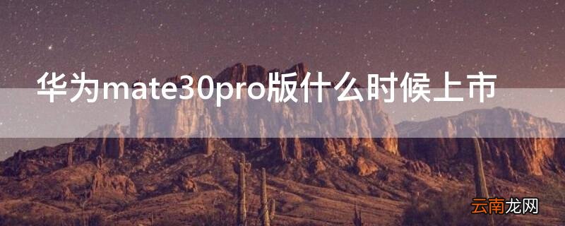 华为mate30pro版什么时候上市