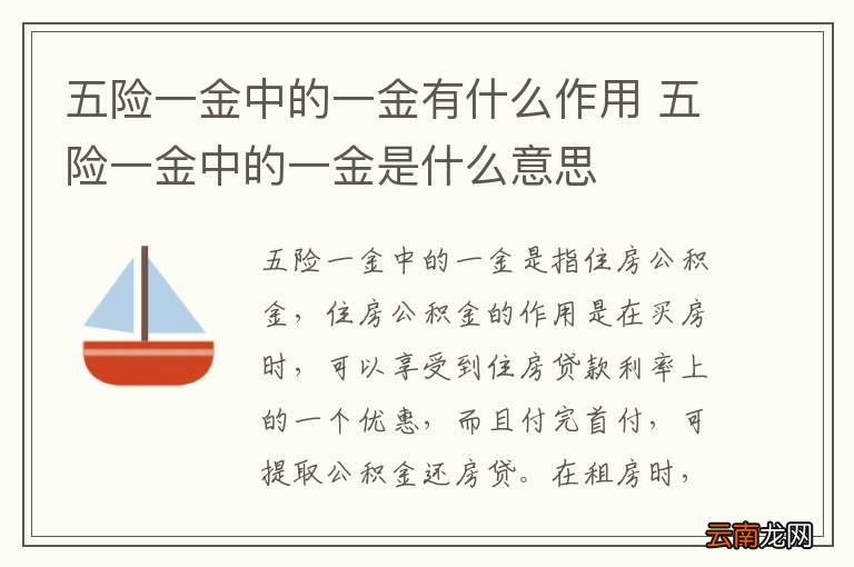 五险一金中的一金有什么作用 五险一金中的一金是什么意思