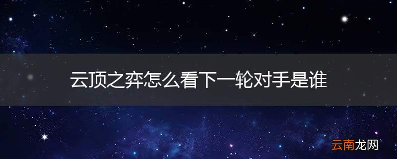 云顶之弈怎么看下一轮对手是谁