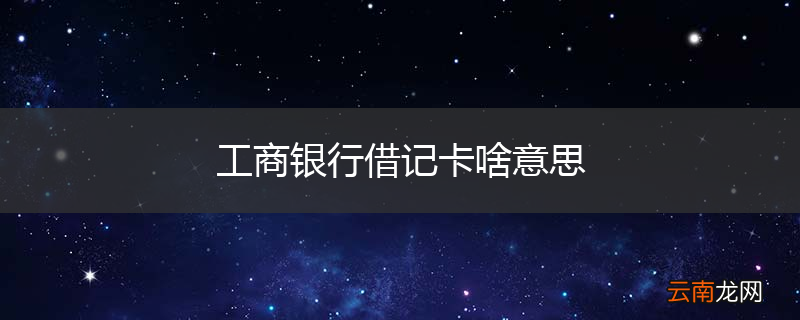 工商银行借记卡啥意思