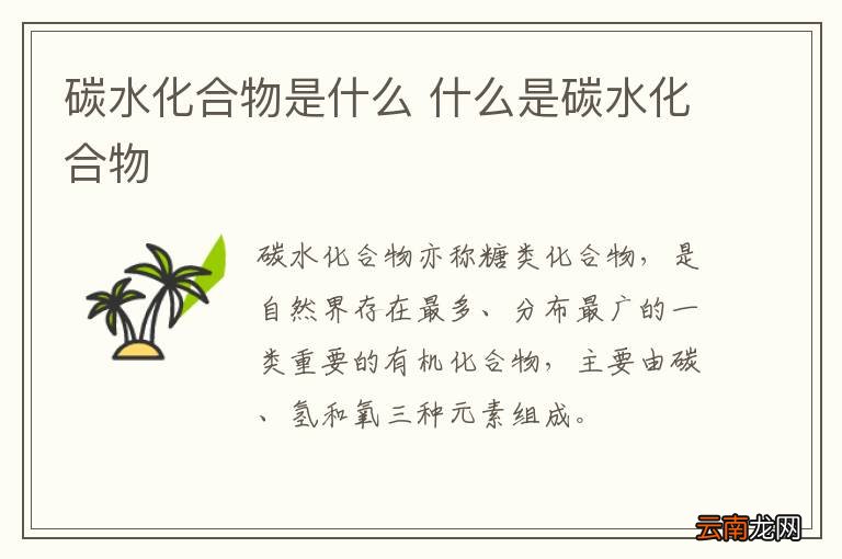 碳水化合物是什么 什么是碳水化合物
