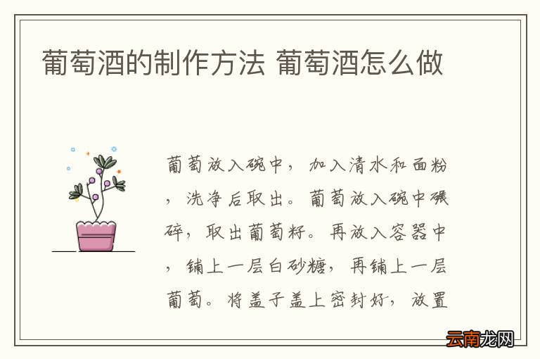 葡萄酒的制作方法 葡萄酒怎么做