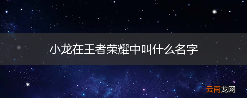 小龙在王者荣耀中叫什么名字