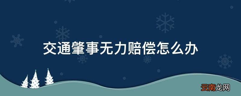 交通肇事无力赔偿怎么办