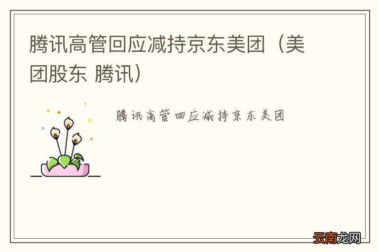 美团股东 腾讯 腾讯高管回应减持京东美团