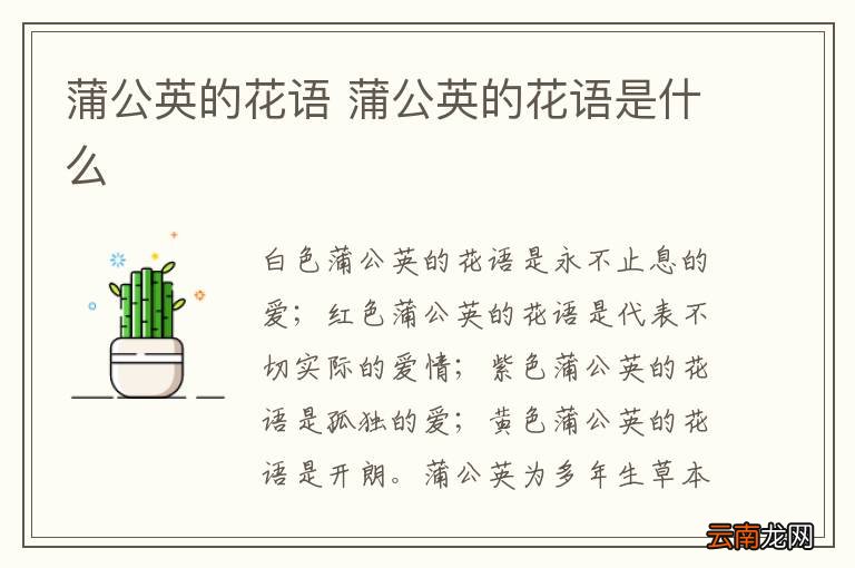 蒲公英的花语 蒲公英的花语是什么
