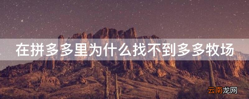 拼多多里没有多多牧场 在拼多多里为什么找不到多多牧场