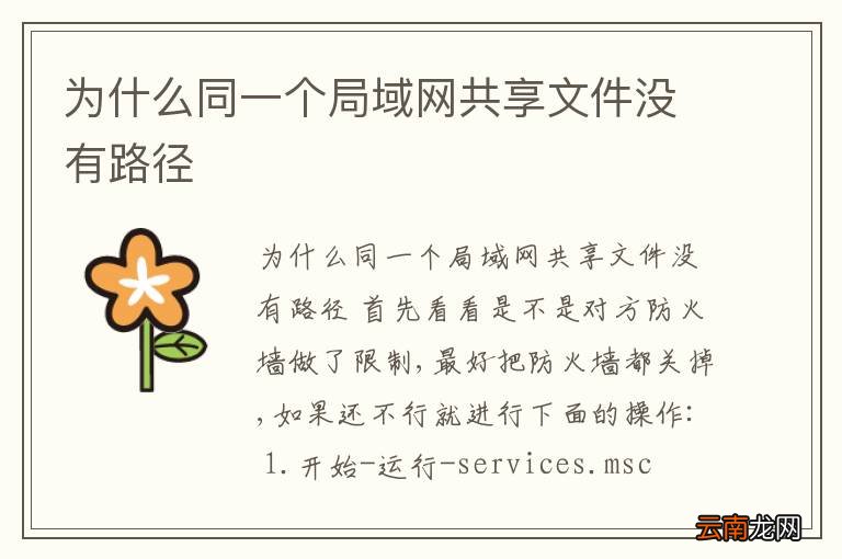 为什么同一个局域网共享文件没有路径
