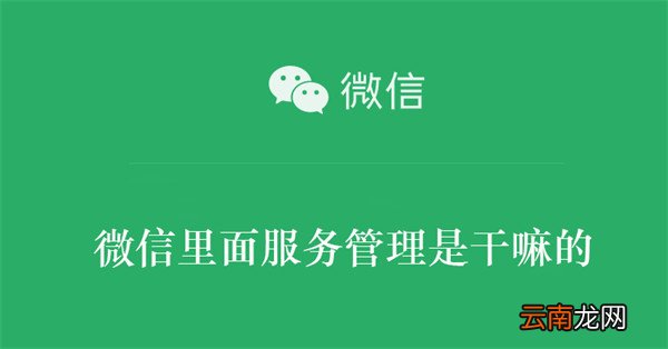 微信里面服务管理是干嘛的 微信里面服务管理是干嘛的啊