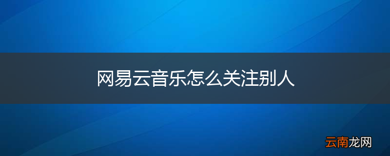 网易云音乐怎么关注别人