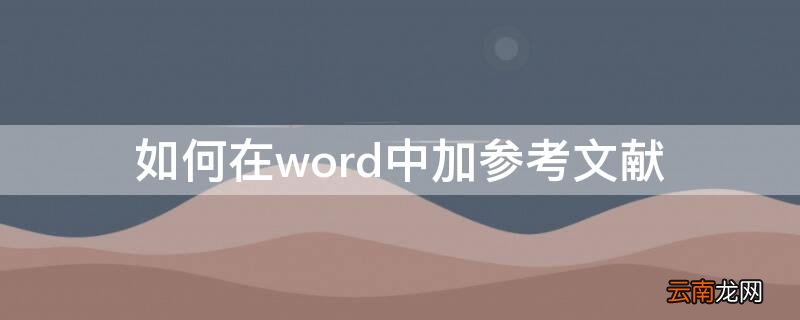 如何在word中加参考文献 如何在word中加参考文献