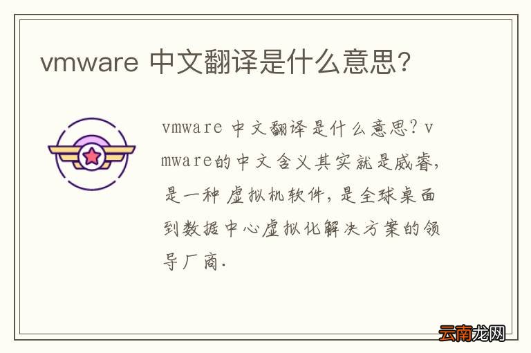 vmware 中文翻译是什么意思?