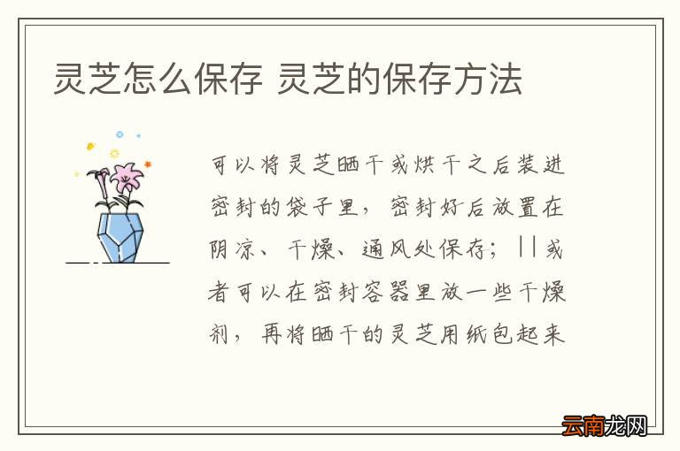灵芝怎么保存 灵芝的保存方法