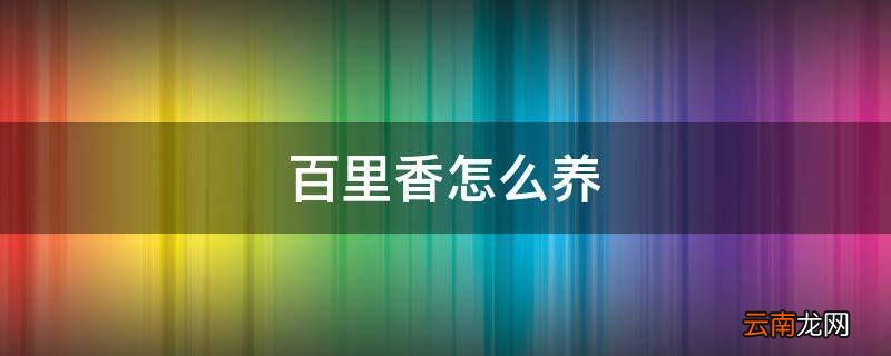 百里香怎么养