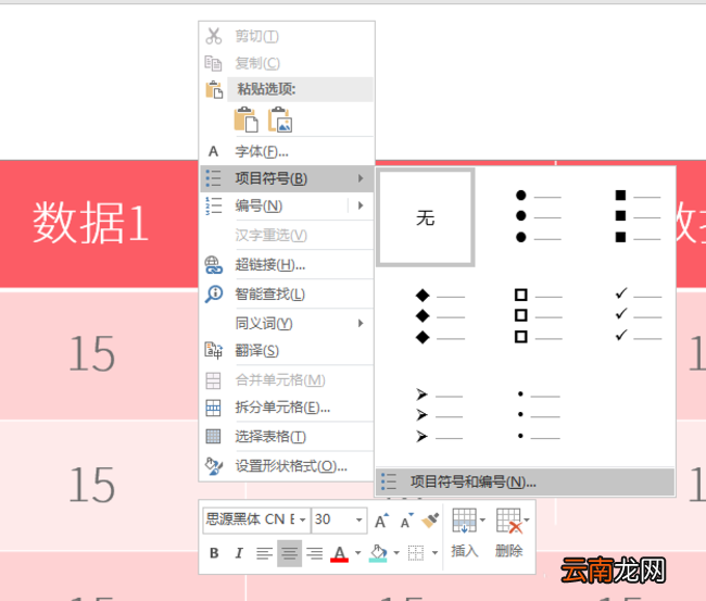 PPT表格添加项目符号具体操作过程