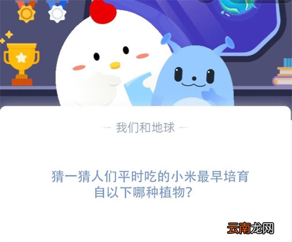 猜一猜人们平时吃的小米最早培育自以下哪种植物？蚂蚁庄园11.16日答案
