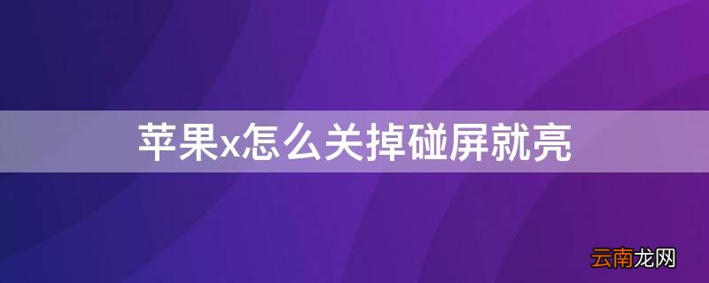iPhonex怎么关掉碰屏就亮