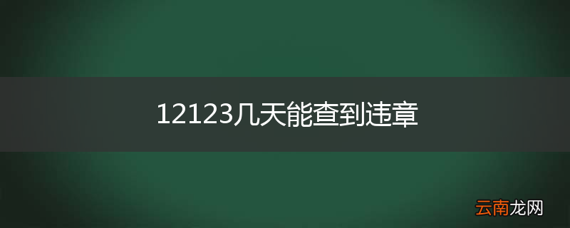12123几天能查到违章