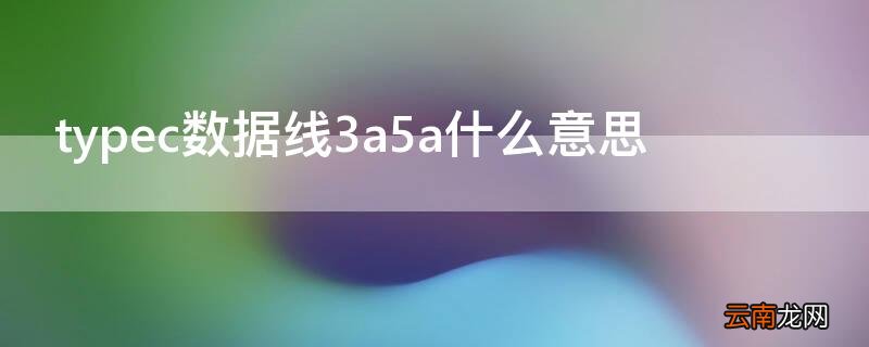 typec数据线3a5a什么意思
