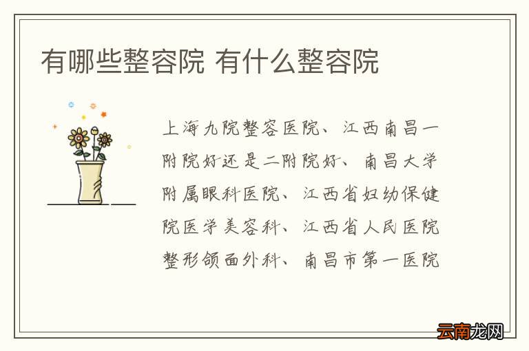 有哪些整容院 有什么整容院