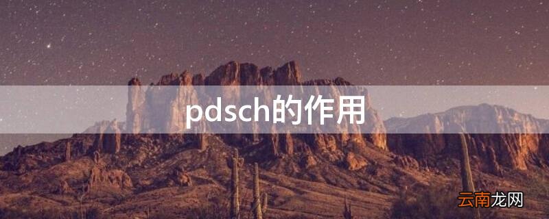pdsch和pdcch 的区别 pdsch的作用