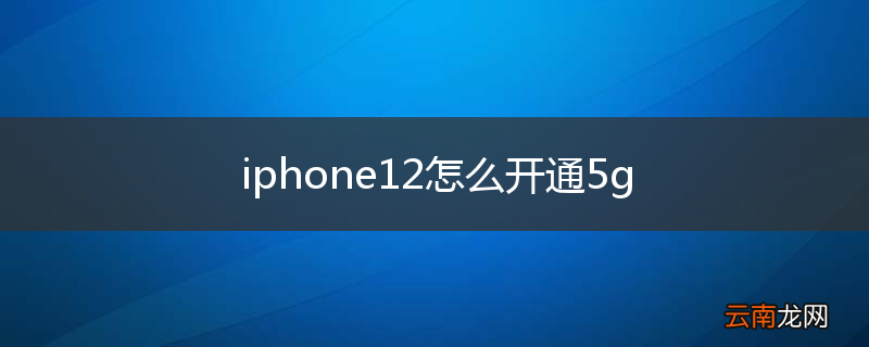 iphone12怎么开通5g