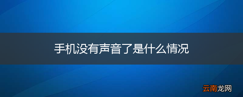 手机没有声音了是什么情况