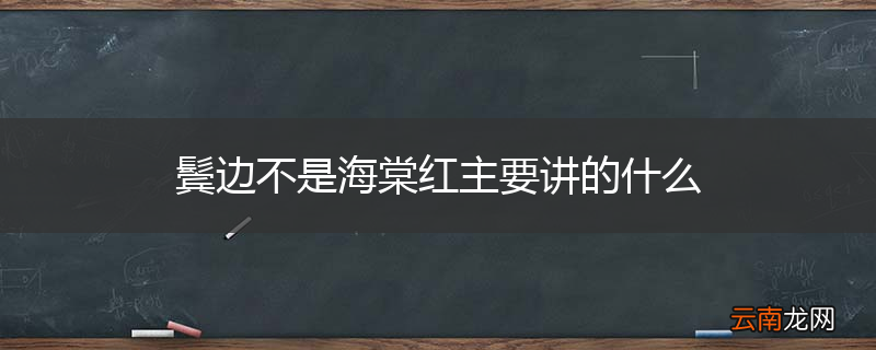 鬓边不是海棠红主要讲的什么