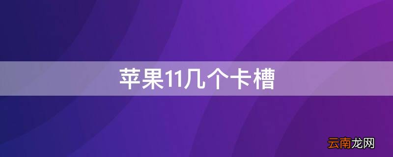 iPhone11几个卡槽 苹果11手机几个卡槽