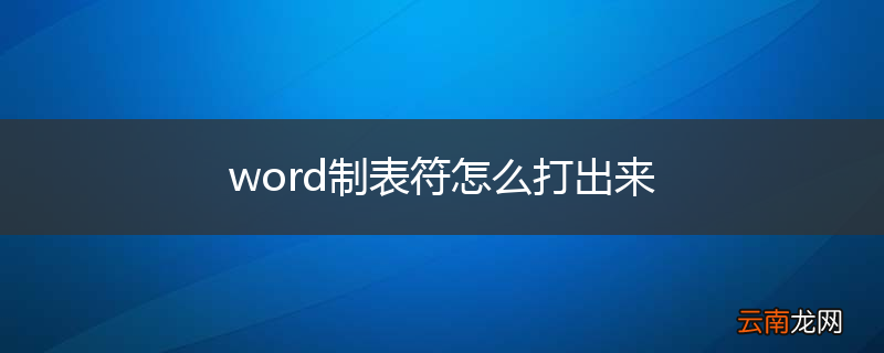 word制表符怎么打出来