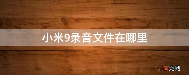 小米9录音文件在哪里找 小米9录音文件在哪里