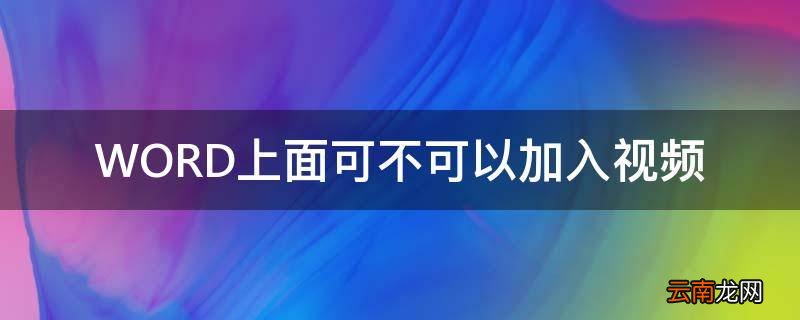 WORD上面可不可以加入视频