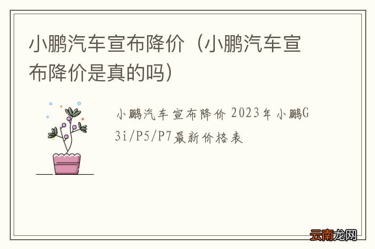 小鹏汽车宣布降价是真的吗 小鹏汽车宣布降价