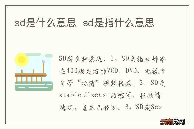 sd是什么意思sd是指什么意思