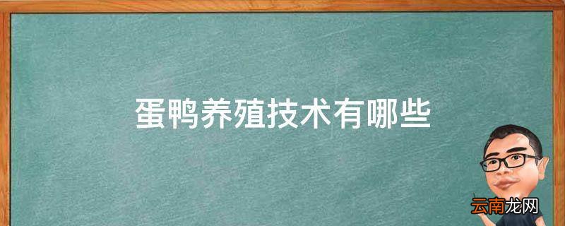 蛋鸭养殖技术有哪些