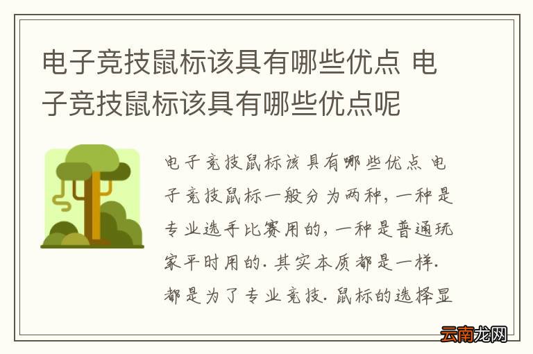 电子竞技鼠标该具有哪些优点 电子竞技鼠标该具有哪些优点呢