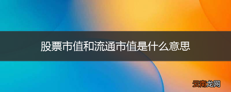 股票市值和流通市值是什么意思