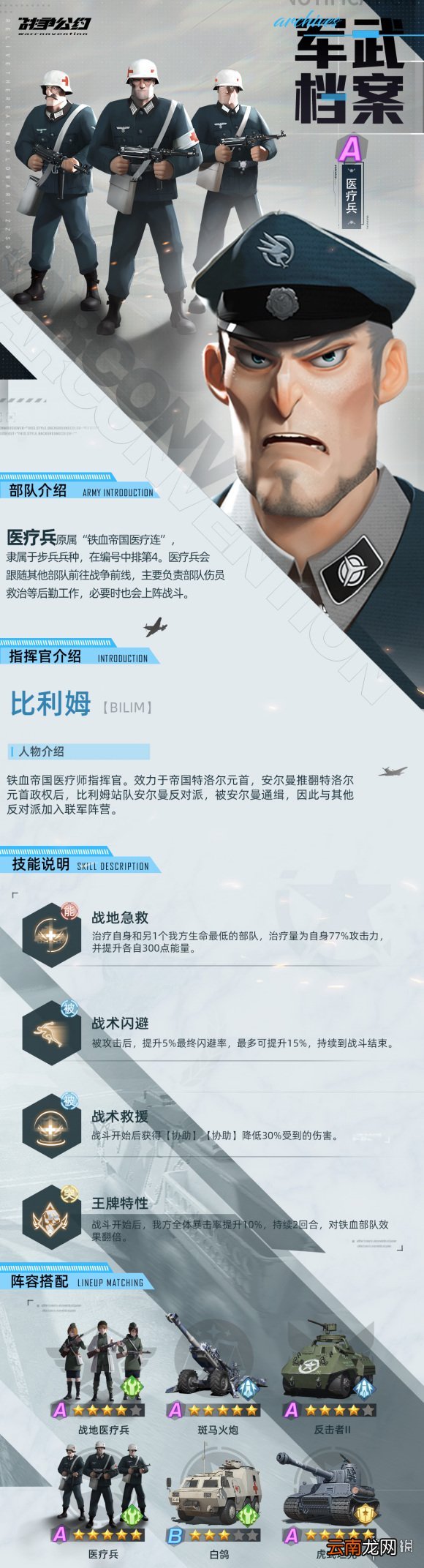 战争公约医疗兵怎么样 战争公约医疗兵兵种介绍