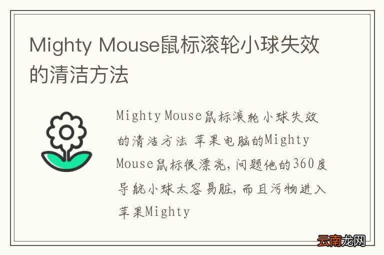 Mighty Mouse鼠标滚轮小球失效的清洁方法