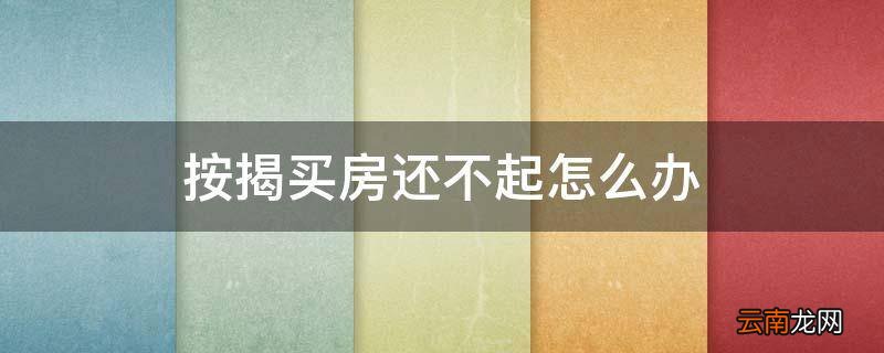 按揭买房还不起怎么办