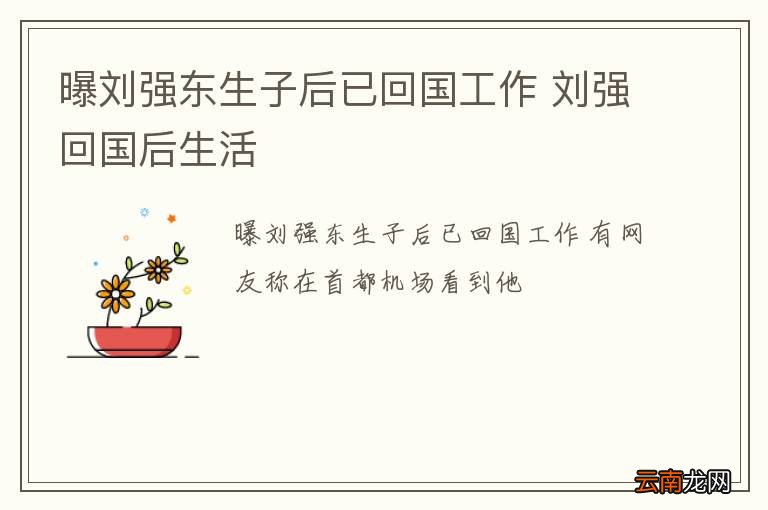 曝刘强东生子后已回国工作 刘强回国后生活