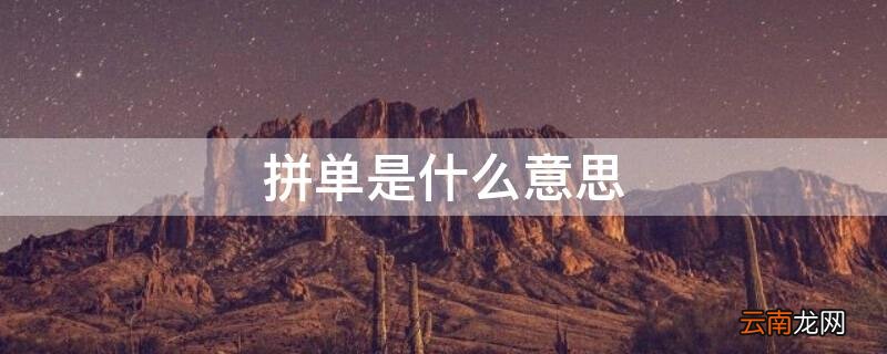 拼单是什么意思? 拼单是什么意思