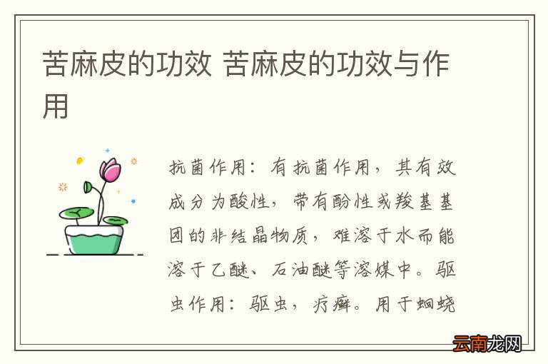 苦麻皮的功效 苦麻皮的功效与作用