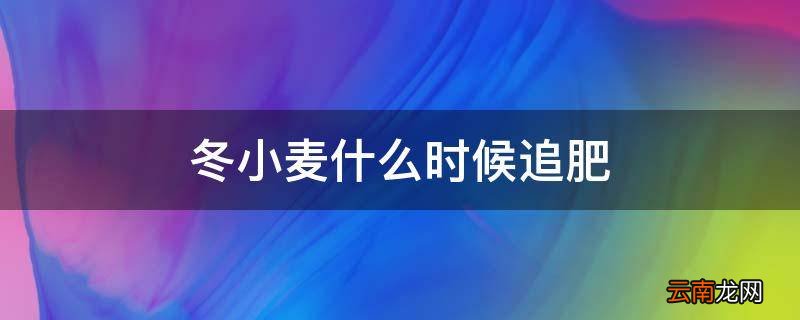 冬小麦什么时候追肥