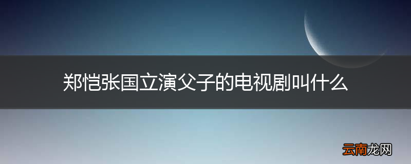 郑恺张国立演父子的电视剧叫什么