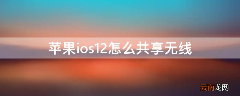 苹果12怎么共享无线网 iPhoneios12怎么共享无线