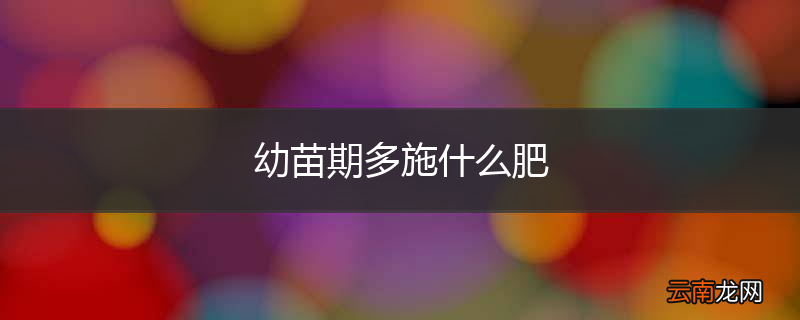 幼苗期多施什么肥